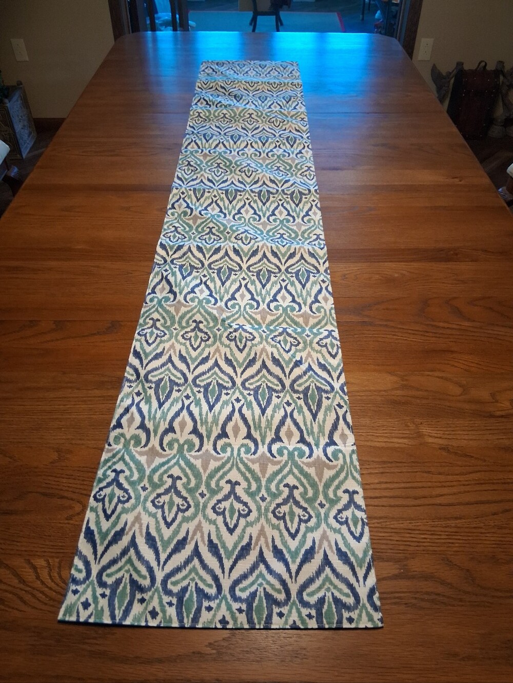 True Living table runner 13" X 72", blue, green, teal summer corn wall art decor